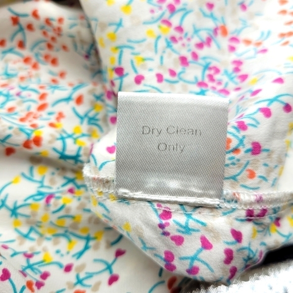 Parker Silk Cream Multicolored Floral Dress Smocked Waist Size L - Picture 10 of 14